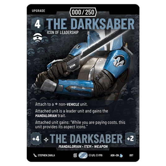 The Darksaber card from the Star Wars Unlimited set Ashes of the Empire