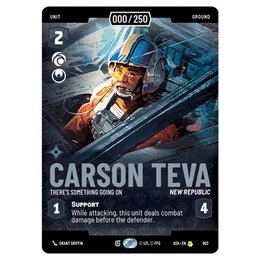 Carson Teva card from the Star Wars Unlimited set Ashes of the Empire