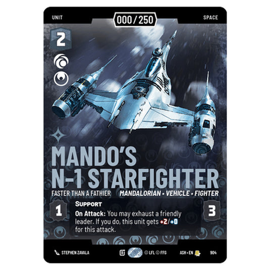 Mando's N-1 Starfighter card from the Star Wars Unlimited set Ashes of the Empire