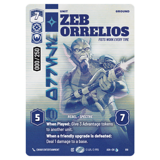Zeb Orrelios card from the Star Wars Unlimited set Ashes of the Empire