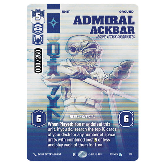 Admiral Ackbar card from the Star Wars Unlimited set Ashes of the Empire