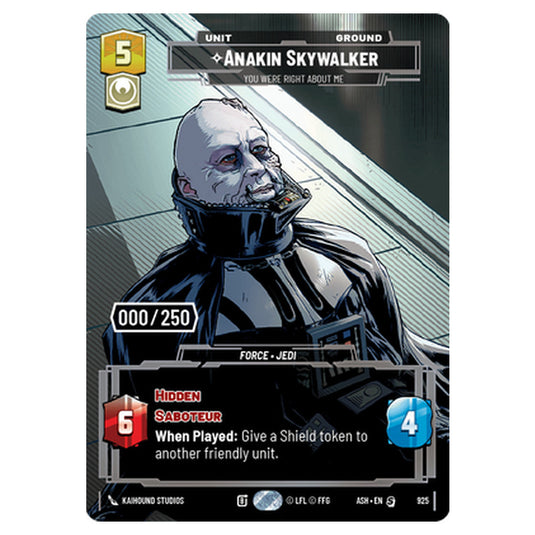 Anakin Skywalker card from the Star Wars Unlimited set Ashes of the Empire