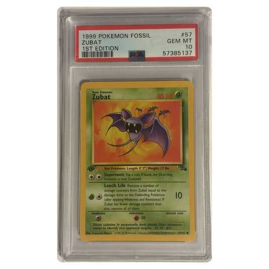 Pokemon - Fossil - Zubat 57/62 - 1st Edition - PSA 10 GEM MINT