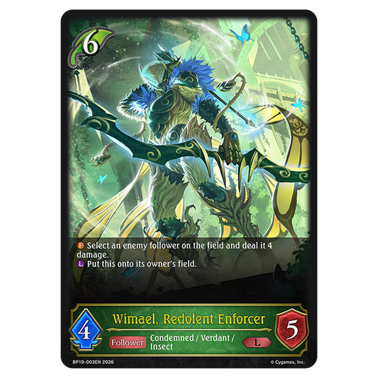 Wimael, Redolent Enforcer BP19-003EN card from the Shadowverse: Evolve set Eightfold Retribution & Omens and Heirs