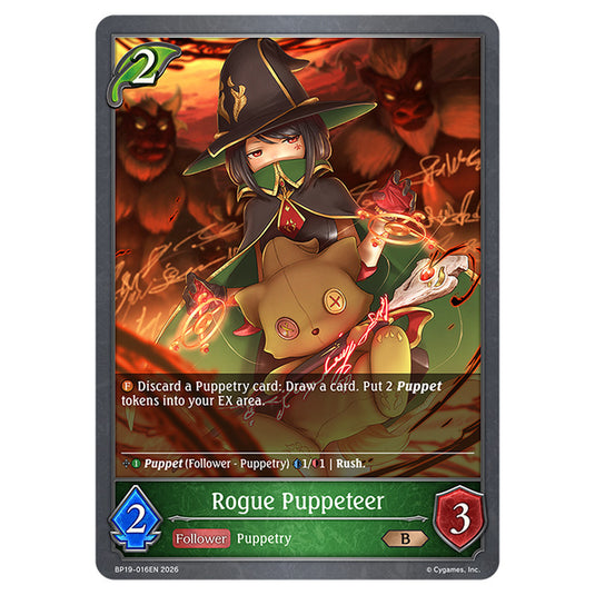 Rogue Puppeteer BP19-016EN card from the Shadowverse: Evolve set Eightfold Retribution & Omens and Heirs