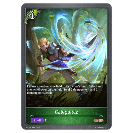 Galepierce BP19-018EN card from the Shadowverse: Evolve set Eightfold Retribution & Omens and Heirs