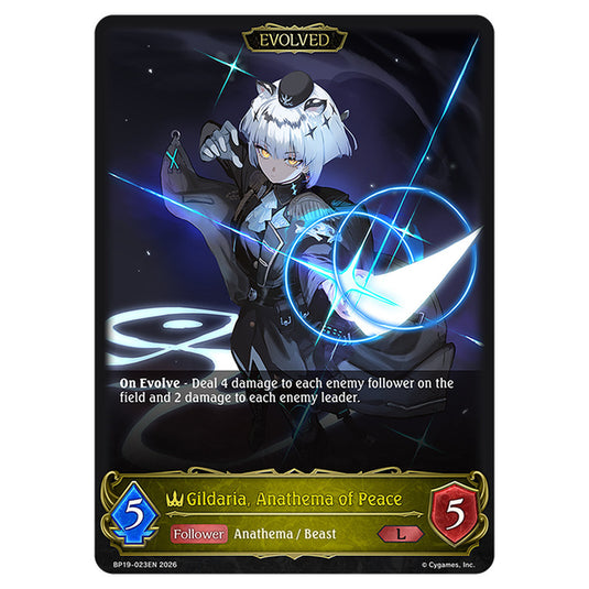 Gildaria, Anathema of Peace BP19-023EN card from the Shadowverse: Evolve set Eightfold Retribution & Omens and Heirs