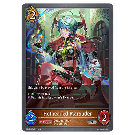 Hotheaded Marauder BP19-064EN card from the Shadowverse: Evolve set Eightfold Retribution & Omens and Heirs
