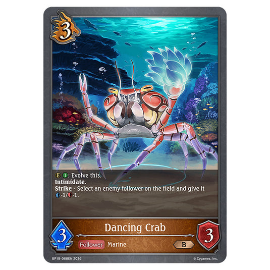 Dancing Crab BP19-068EN card from the Shadowverse: Evolve set Eightfold Retribution & Omens and Heirs