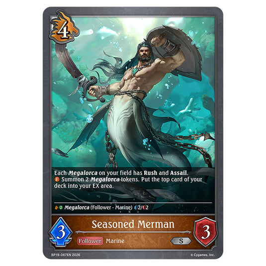 Seasoned Merman BP19-067EN card from the Shadowverse: Evolve set Eightfold Retribution & Omens and Heirs