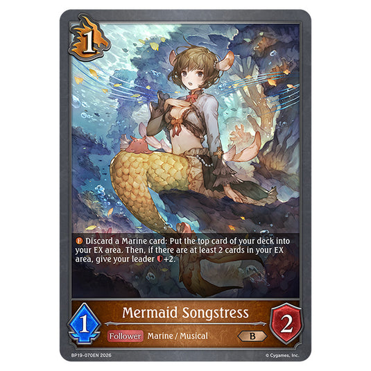 Mermaid Songstress BP19-070EN card from the Shadowverse: Evolve set Eightfold Retribution & Omens and Heirs