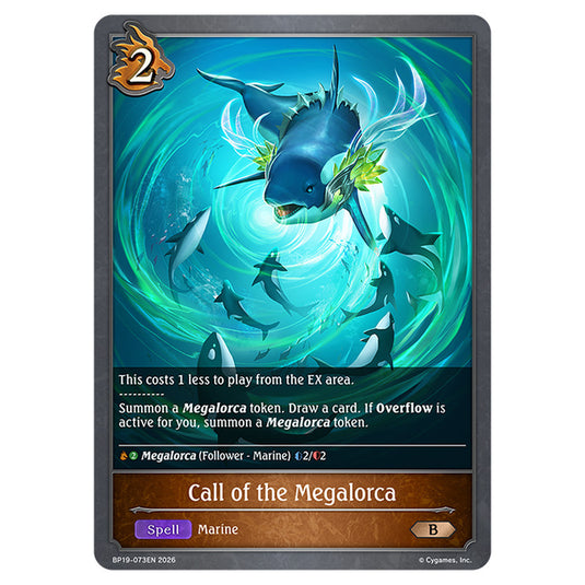 Call of the Megalorca BP19-073EN card from the Shadowverse: Evolve set Eightfold Retribution & Omens and Heirs