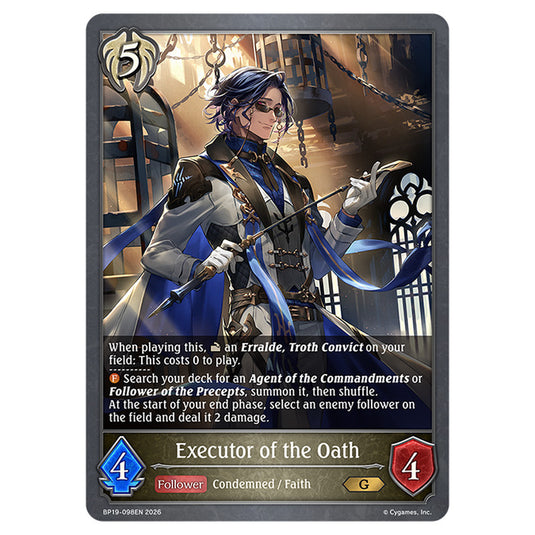 Executor of the Oath BP19-098EN card from the Shadowverse: Evolve set Eightfold Retribution & Omens and Heirs