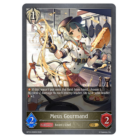 Meus Gourmand BP19-099EN card from the Shadowverse: Evolve set Eightfold Retribution & Omens and Heirs