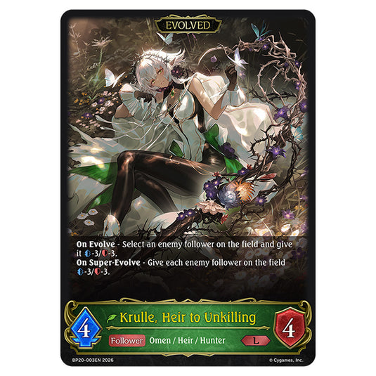 Krulle, Heir to Unkilling BP20-003EN card from the Shadowverse: Evolve set Eightfold Retribution & Omens and Heirs