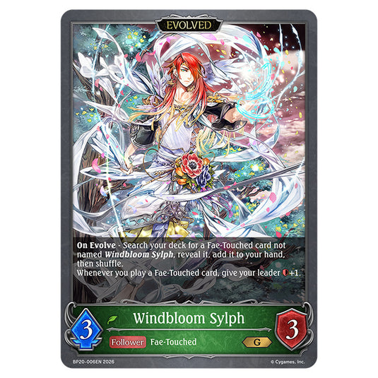 Windbloom Sylph BP20-006EN card from the Shadowverse: Evolve set Eightfold Retribution & Omens and Heirs