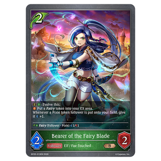 Bearer of the Fairy Blade BP20-013EN card from the Shadowverse: Evolve set Eightfold Retribution & Omens and Heirs