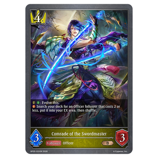Comrade of the Swordmaster BP20-031EN card from the Shadowverse: Evolve set Eightfold Retribution & Omens and Heirs