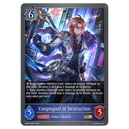 Congregant of Destruction BP20-044EN card from the Shadowverse: Evolve set Eightfold Retribution & Omens and Heirs