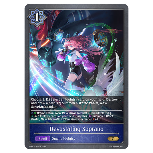Devastating Soprano BP20-045EN card from the Shadowverse: Evolve set Eightfold Retribution & Omens and Heirs