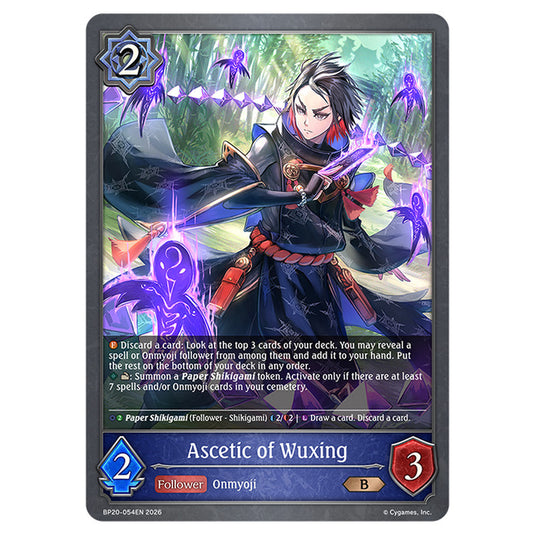 Ascetic of Wuxing BP20-054EN card from the Shadowverse: Evolve set Eightfold Retribution & Omens and Heirs