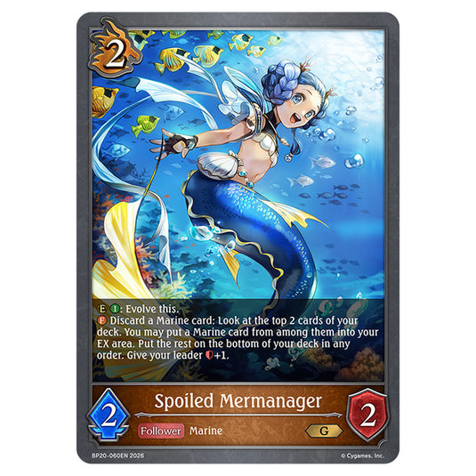 Spoiled Mermanager BP20-060EN card from the Shadowverse: Evolve set Eightfold Retribution & Omens and Heirs
