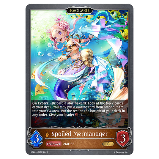Spoiled Mermanager BP20-061EN card from the Shadowverse: Evolve set Eightfold Retribution & Omens and Heirs
