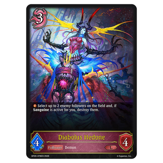 Diabolus Hedone BP20-078EN card from the Shadowverse: Evolve set Eightfold Retribution & Omens and Heirs