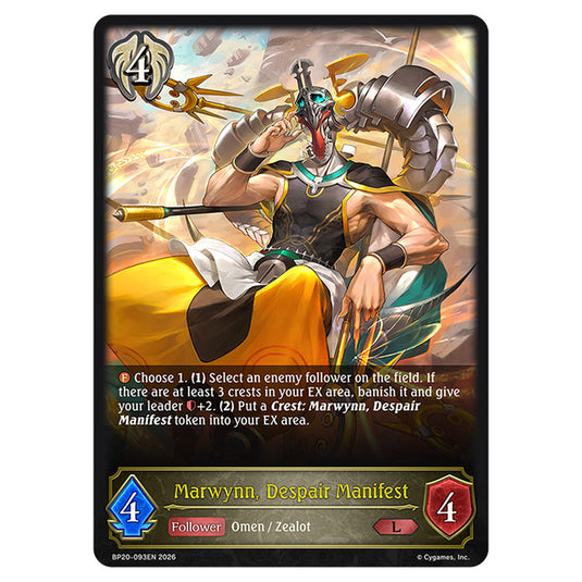 Marwynn, Despair Manifest BP20-093EN card from the Shadowverse: Evolve set Eightfold Retribution & Omens and Heirs