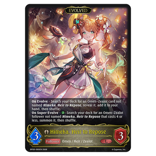 Himeka, Heir to Repose BP20-095EN card from the Shadowverse: Evolve set Eightfold Retribution & Omens and Heirs