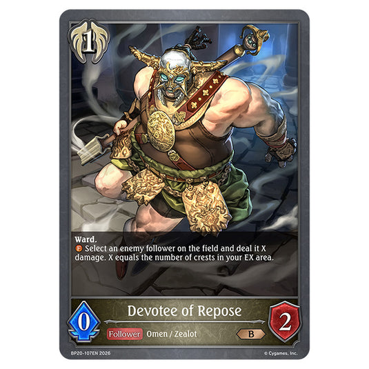 Devotee of Repose BP20-107EN card from the Shadowverse: Evolve set Eightfold Retribution & Omens and Heirs