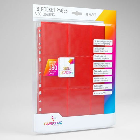 Gamegenic - Sideloading 18-Pocket Pages 10 pcs pack Red
