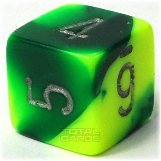 Chessex - Gemini 16mm D6 - Green-Yellow w/Silver