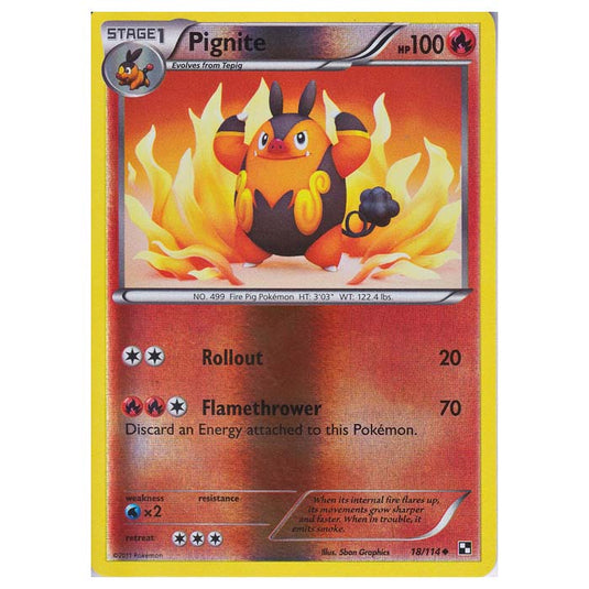 Pokemon - Black & White - (Reverse Holo) Pignite 18/114