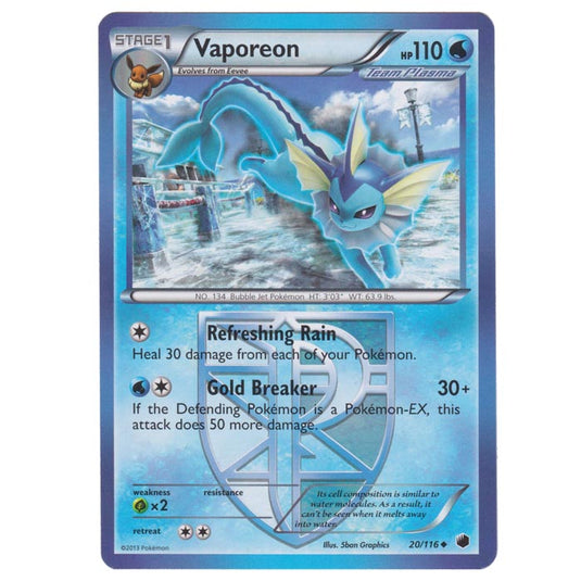 Pokemon - Black & White - Plasma Freeze - Vaporeon - 20/116