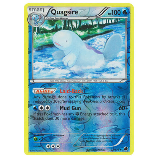 Pokemon - Black & White - Plasma Freeze - (Reverse Holo) Quagsire - 22/116