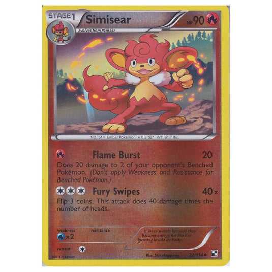Pokemon - Black & White - (Reverse Holo) Simisear 22/114
