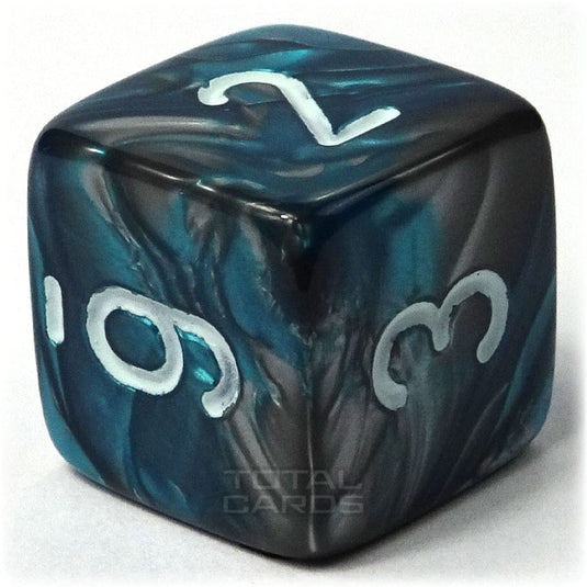 Chessex - Gemini 16mm D6 - Silver-Teal w/White