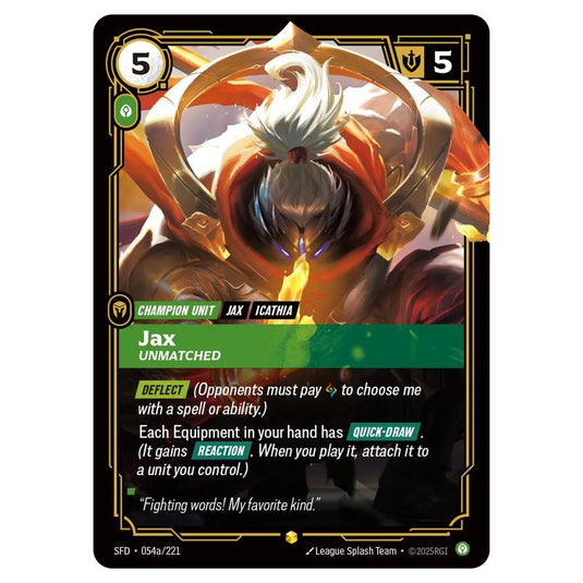 Riftbound: League of Legends TCG - Spiritforged - Jax - Unmatched - 054a/221
