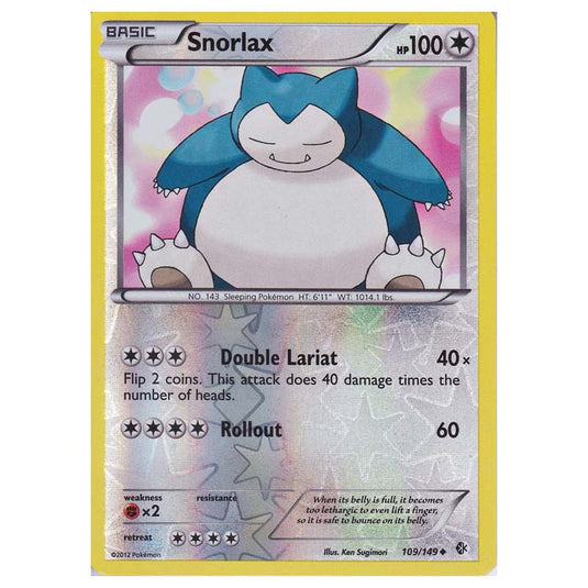 Pokemon - Black & White - Boundaries Crossed (Reverse Holo) - Snorlax 109/149