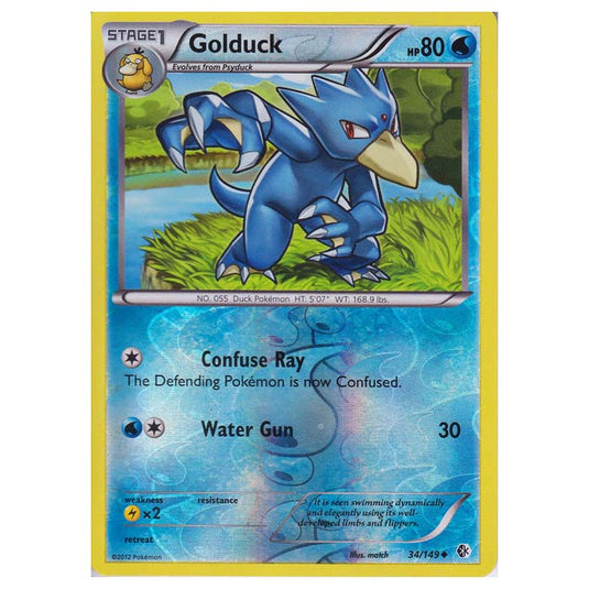 Pokemon - Black & White - Boundaries Crossed (Reverse Holo) - Golduck 34/149