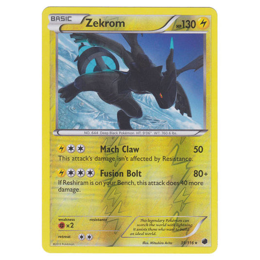 Pokemon - Black & White - Plasma Freeze - (Reverse Holo) Zekrom - 39/116