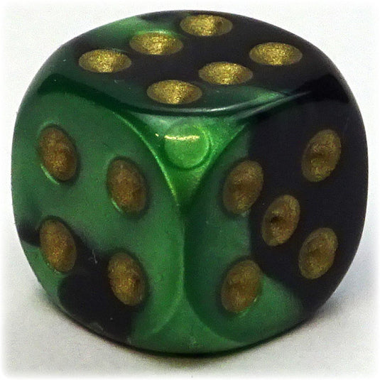 Chessex - Gemini 12mm D6 - Black-Green w/Gold