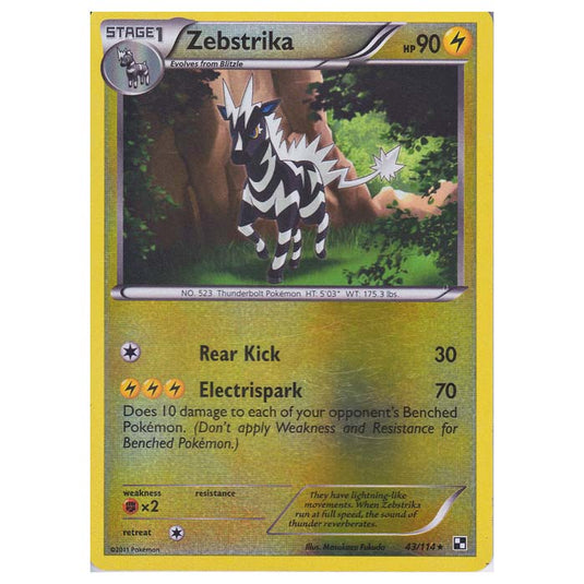 Pokemon - Black & White - (Reverse Holo) Zebstrika 43/114