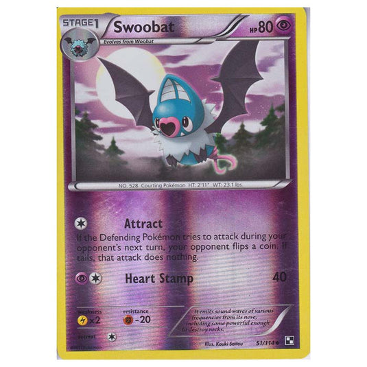Pokemon - Black & White - (Reverse Holo) Swoobat 51/114