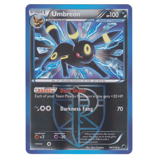 Pokemon - Black & White - Plasma Freeze - (Reverse Holo) Umbreon - 64/116
