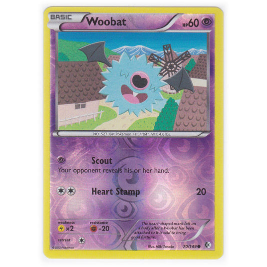 Pokemon - Black & White - Boundaries Crossed (Reverse Holo) - Woobat 70/149