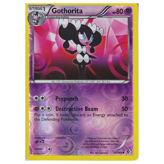 Pokemon - Black & White - Boundaries Crossed (Reverse Holo) - Gothorita 76/149