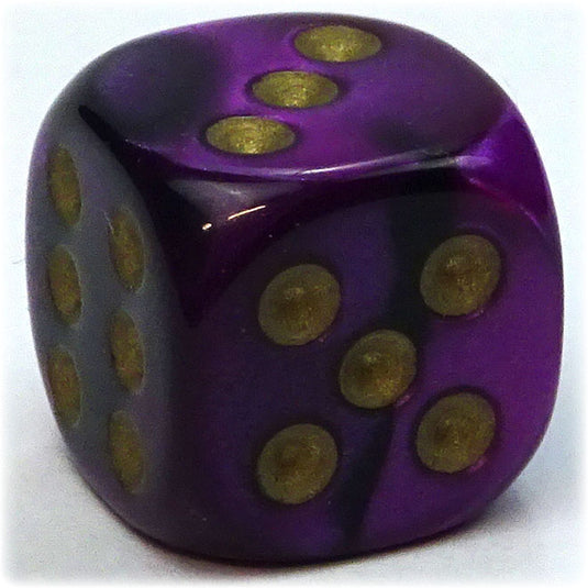 Chessex - Gemini 12mm D6 - Black-Purple w/Gold