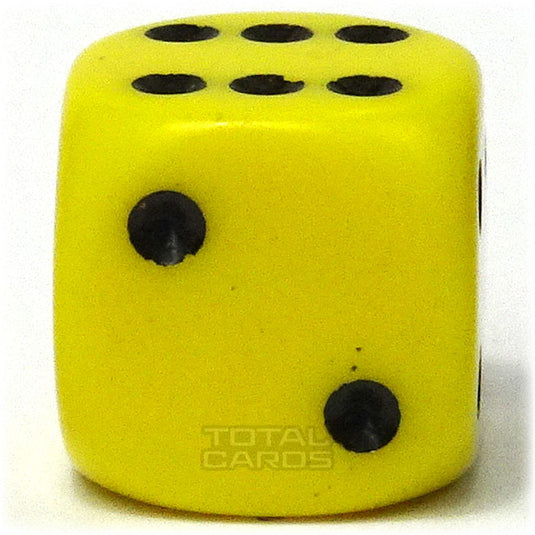 Chessex - Opaque 16mm D6 w/pips - Yellow w/Black